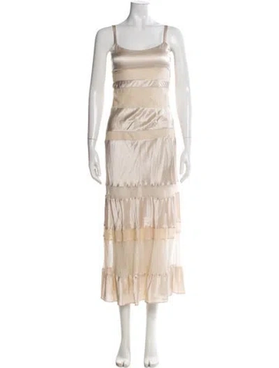 Pre-owned Calvin Klein Collection Vintage Long Dress In Neutral