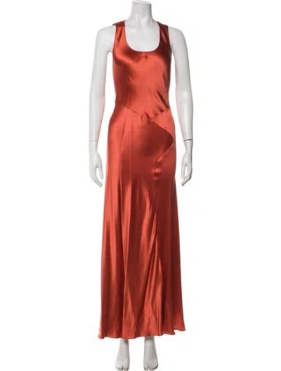 Pre-owned Calvin Klein Collection Vintage Long Dress In Orange