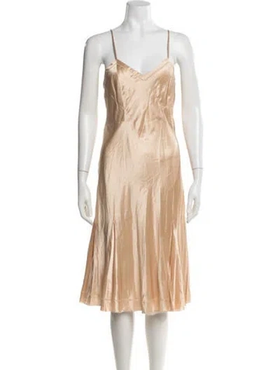 Pre-owned Calvin Klein Collection Vintage Midi Length Dress In Neutral