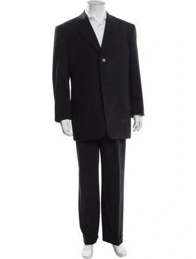 Pre-owned Calvin Klein Collection Vintage Virgin Wool Two-piece Suit In Black