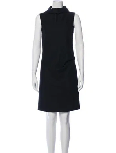 Pre-owned Calvin Klein Collection Virgin Wool Knee-length Dress In Blue