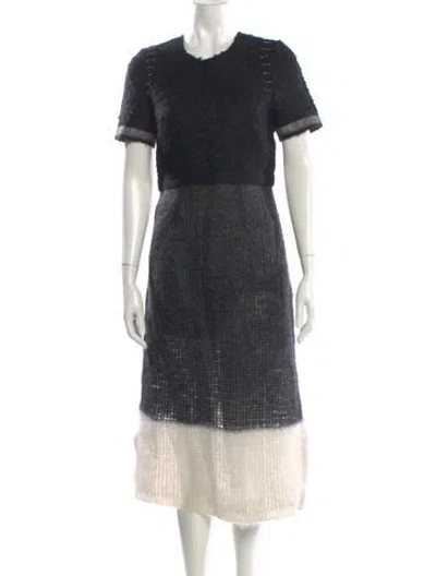 Pre-owned Calvin Klein Collection Virgin Wool Midi Length Dress In Black
