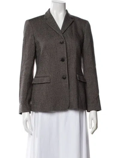 Pre-owned Calvin Klein Collection Virgin Wool Tweed Pattern Blazer In Gray
