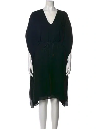 Pre-owned Calvin Klein Collection V-neck Knee-length Dress In Black