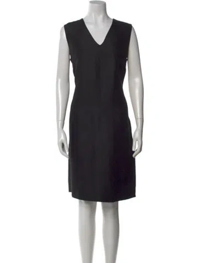 Pre-owned Calvin Klein Collection V-neck Knee-length Dress In Black