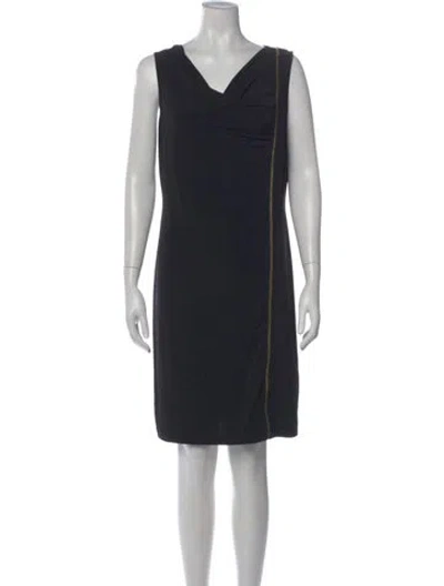 Pre-owned Calvin Klein Collection V-neck Knee-length Dress In Blue