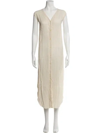 Pre-owned Calvin Klein Collection V-neck Long Dress In Neutral