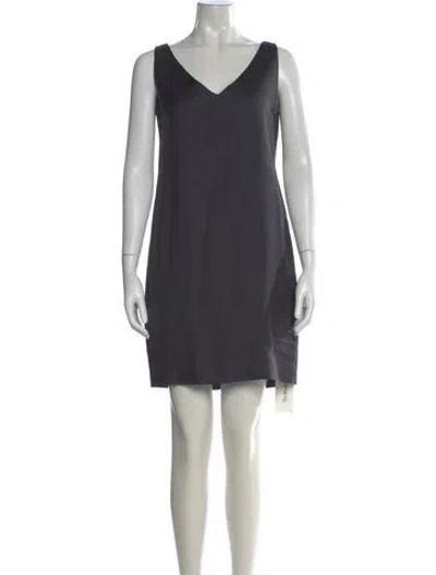 Pre-owned Calvin Klein Collection V-neck Mini Dress In Gray