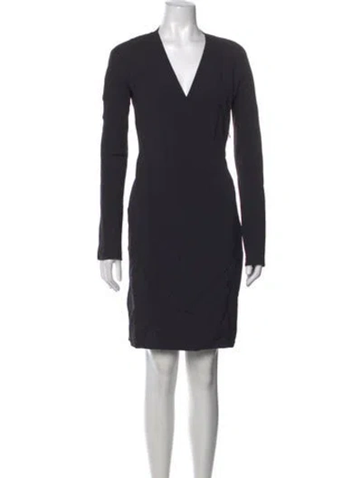 Pre-owned Calvin Klein Collection V-neck Mini Dress In Grey