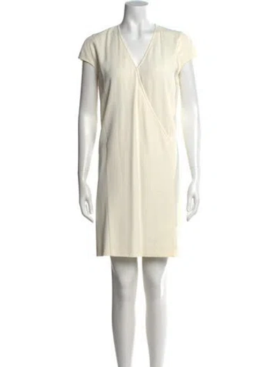 Pre-owned Calvin Klein Collection V-neck Mini Dress In Neutral