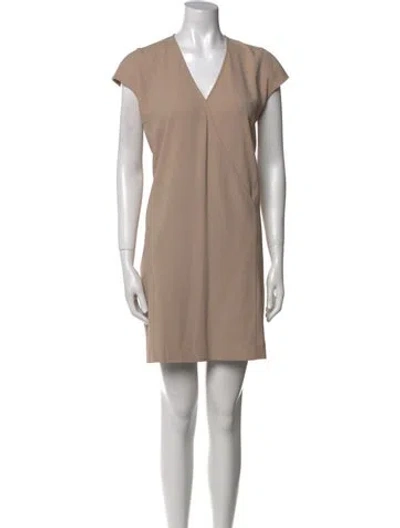 Pre-owned Calvin Klein Collection V-neck Mini Dress In Neutral