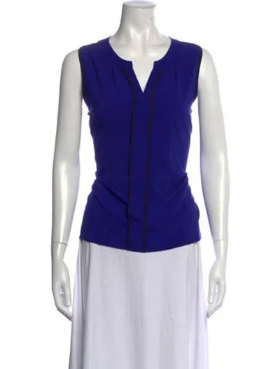 Pre-owned Calvin Klein Collection V-neck Sleeveless Top In Blue