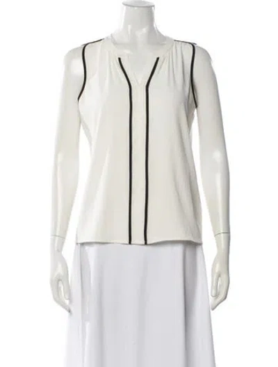 Pre-owned Calvin Klein Collection V-neck Sleeveless Top In White