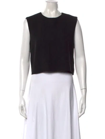 Pre-owned Calvin Klein Collection Wool Crew Neck Crop Top In Black