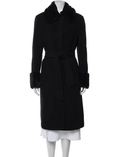 Pre-owned Calvin Klein Collection Wool Fur Coat In Black