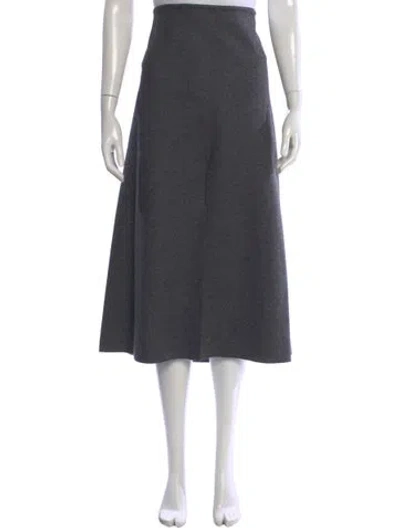 Pre-owned Calvin Klein Collection Wool Midi Length Skirt In Gray