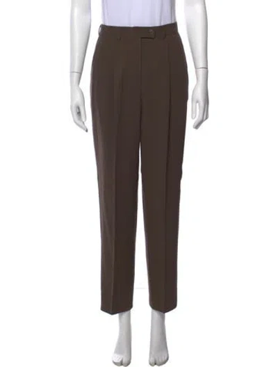 Pre-owned Calvin Klein Collection Wool Straight Leg Pants In Brown