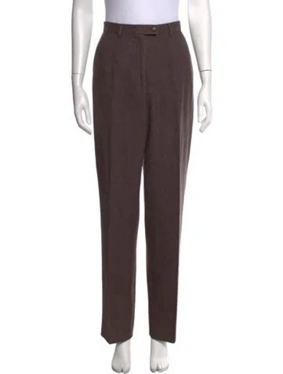 Pre-owned Calvin Klein Collection Wool Straight Leg Pants In Brown