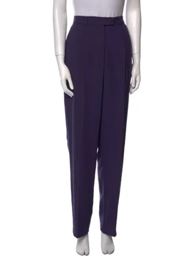 Pre-owned Calvin Klein Collection Wool Straight Leg Pants In Purple