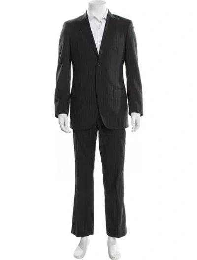 Pre-owned Calvin Klein Collection Wool Striped Two-piece Suit In Gray
