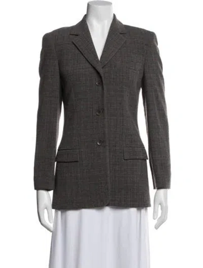 Pre-owned Calvin Klein Collection Wool Tweed Pattern Blazer In Gray