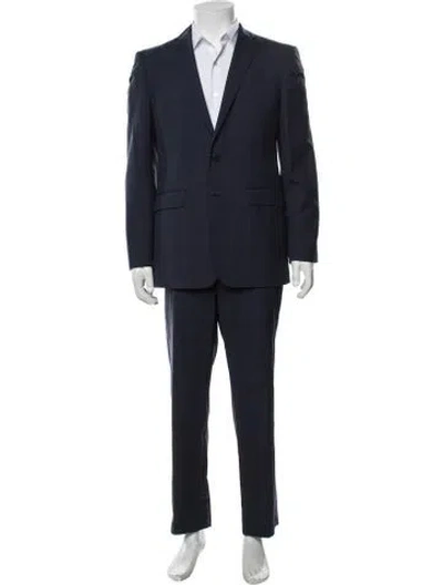 Pre-owned Calvin Klein Collection Wool Two-piece Suit In Blue