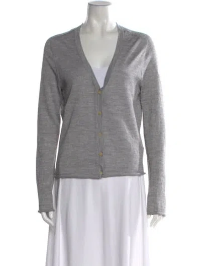 Pre-owned Calvin Klein Collection Wool V-neck Sweater In Gray