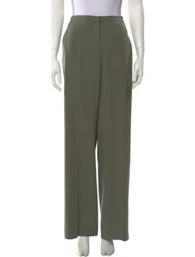 Pre-owned Calvin Klein Collection Wool Wide Leg Pants In Green