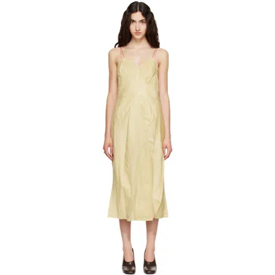 Calvin Klein Collection Yellow Fia Leather Midi Dress In Neutral
