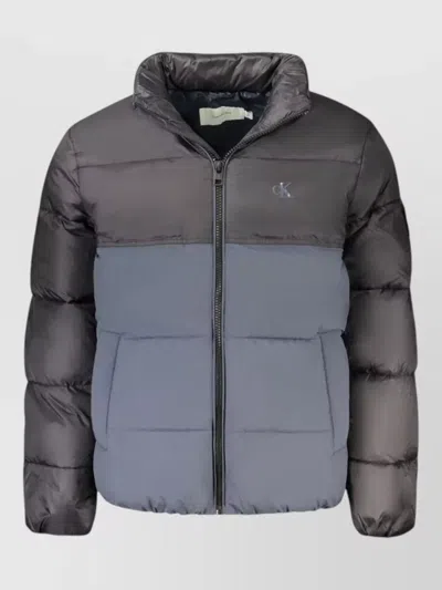 Calvin Klein Colorblock Puffer Jacket In Gray