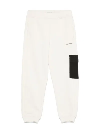 Calvin Klein Kids' Colourblock Sweatpants In Neutrals