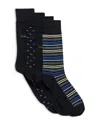 Calvin Klein Combed Cotton Blend Dress Crew Socks, Pack Of 4 In Black