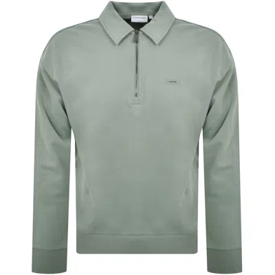 Calvin Klein Comfort Quarter Zip Sweatshirt Green