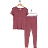 Calvin Klein Comfort Sleep T-shirt & Leggings Set In 53x Crushed Ber