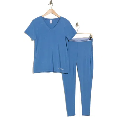 Calvin Klein Comfort Sleep T-shirt & Leggings Set In Blue