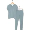 Calvin Klein Comfort Sleep T-shirt & Leggings Set In Cj7 Stormy Sea