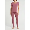 Calvin Klein Comfort Sleep T-shirt & Leggings Set In Crushed Berry