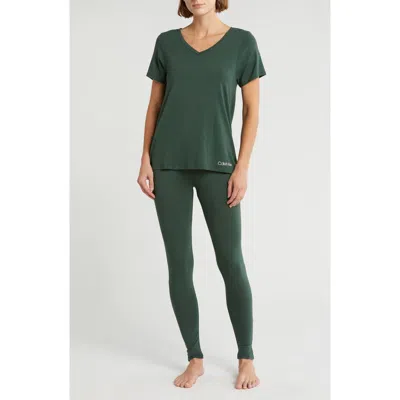Calvin Klein Comfort Sleep T-shirt & Leggings Set In Kells Green