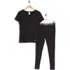 Calvin Klein Comfort Sleep T-shirt & Leggings Set In Ub1 Black