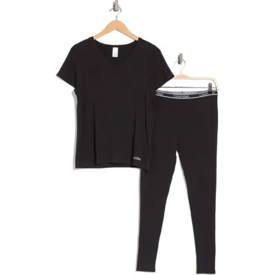 Calvin Klein Comfort Sleep T-shirt & Leggings Set In Ub1 Black