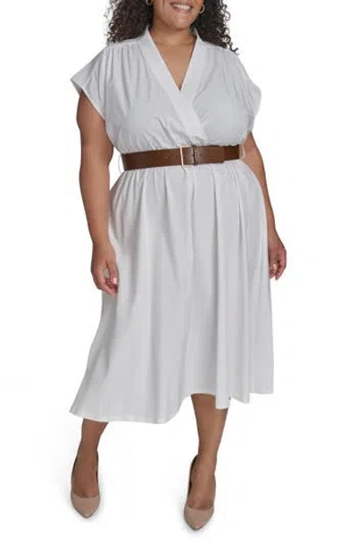 Calvin Klein Comm Belted Midi Shirtdress In White