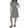 Calvin Klein Comm Check Shirtdress In Black/white