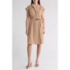 Calvin Klein Comm Check Shirtdress In Luggage.wht