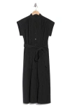 Calvin Klein Comm Stripe Midi Shirtdress In Black