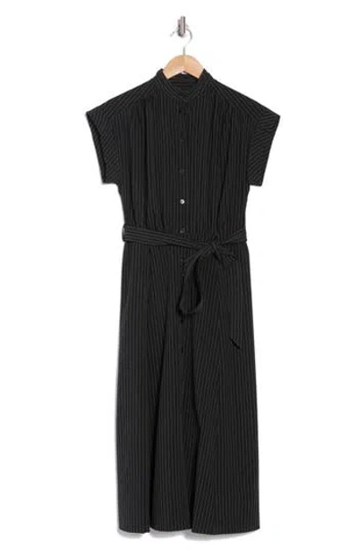 Calvin Klein Comm Stripe Midi Shirtdress In Black
