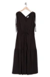Calvin Klein Commuter Sleeveless Tiered Midi Dress In Black