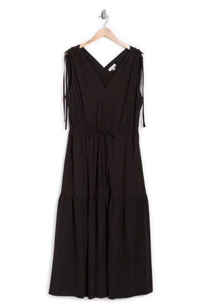 Calvin Klein Commuter Sleeveless Tiered Midi Dress In Black