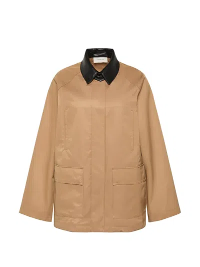 Calvin Klein Contrast-collar Zip-fastening Jacket In Brown