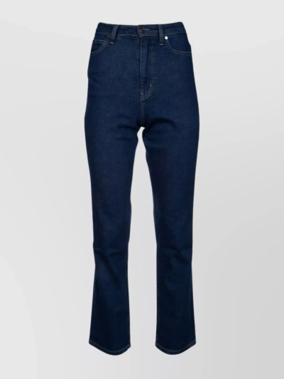 Calvin Klein Contrast Stitching Flared Stitched Trousers In Blue