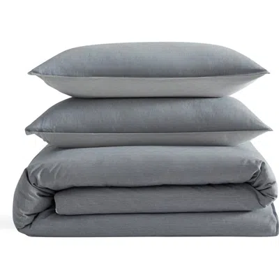 Calvin Klein Contrast Weave Duvet Cover & Shams Set In Gray